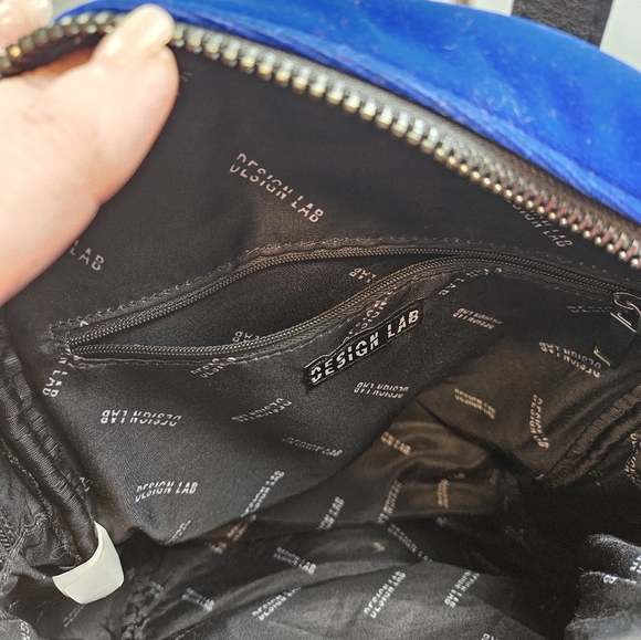 Design Lab Blue Velvet Velour Backpack - Picture 5 of 7